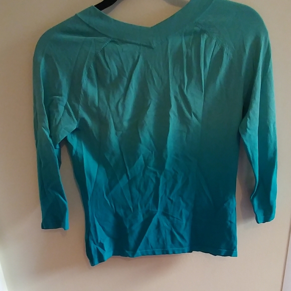 Nygard Teal Ombre Fine Knit Top Blouse - Picture 3 of 4